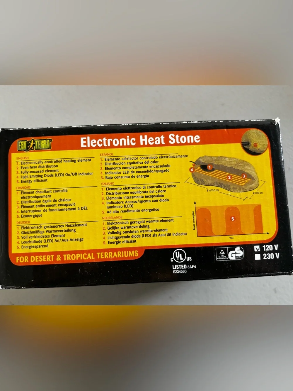 Exo Terra Reptile Electronic Heat Wave Thermo Controlled Small Granite Stone